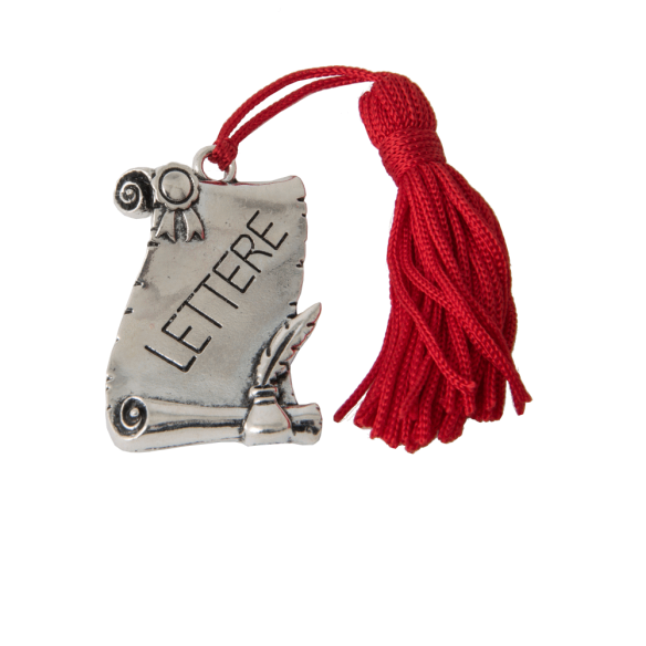 Ciondolo pergamena laurea LETTERE deco bomboniera 40x30mm art 11955