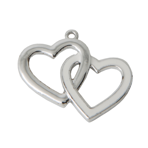 Ciondolo 2 Cuori ideale per decorazione bomboniera 35 mm set 12 pz art 11971