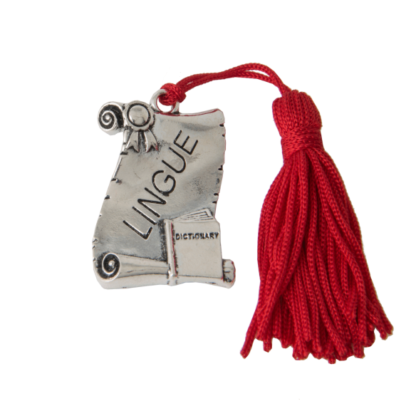 Ciondolo pergamena laurea LINGUE deco bomboniera 40x30mm art 11956