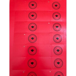 Foglio 14 bigliettini bomboniera festa laurea Rosso con cappello nero 4 x 4 cm - art 27903C