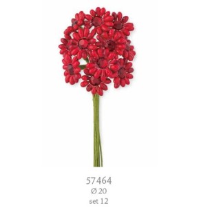 Mazzetto fiore tipo margherita rosso decorazione Wedding matrimonio d 2 cm set 72 pz art 57464