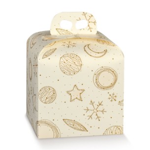 Scatola Panettone pasticceria confezioni Natalizie colore BIANCO e Oro mis. 20 x 20 x h 18 cm Confezione 50 pz art 39251