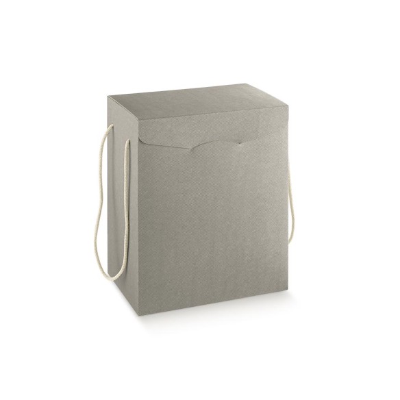 Scatola Natalizia Panettone Pasticceria Segreto con manico corda Colore Tortora 28 x 20 x h 35 cm Confez 20 pz Art 34409