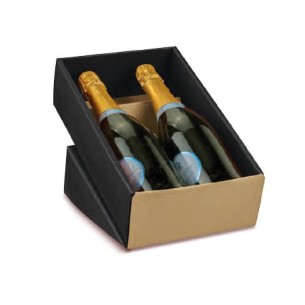 Scatola porta bottiglia modello CANTINETTA Expo colore Seta NERO 4 Bottiglia 34 x 37 x h 9 cm set 30 pz art 17115 2