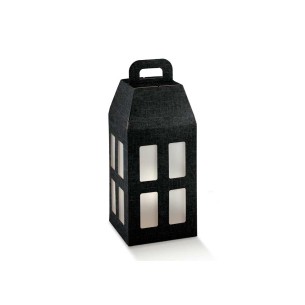 Scatola Lanterna porta Bottiglia colore Seta Nero 18 x 18 x h 39,5 cm Confezione 20 pz art 13484