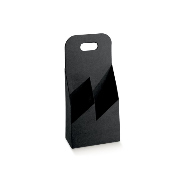 Scatola 2 bottiglia tipo Cestello Colore Kraft Nero mis. 15 x 7,5 x h 30 cm Confezione 30 pz Art 37043