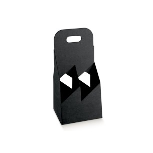 Scatola 3 bottiglia tipo Cestello Colore Kraft Nero mis. 15 x 15 x h 32 cm Confezione 30 pz Art 37046