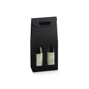 Scatola porta 2 bottiglia colore Kraft Nero 18 x 9 x h 38,5 cm Confezione 30 pz art 37036