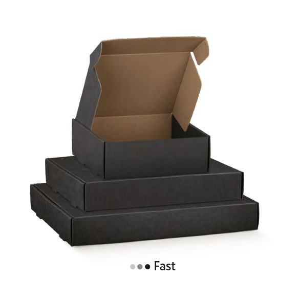 Scatola modello FAST Colore Kraft Nero misura 20,5 x 16 x h 8 cm Confezione 100 pz Art 37007