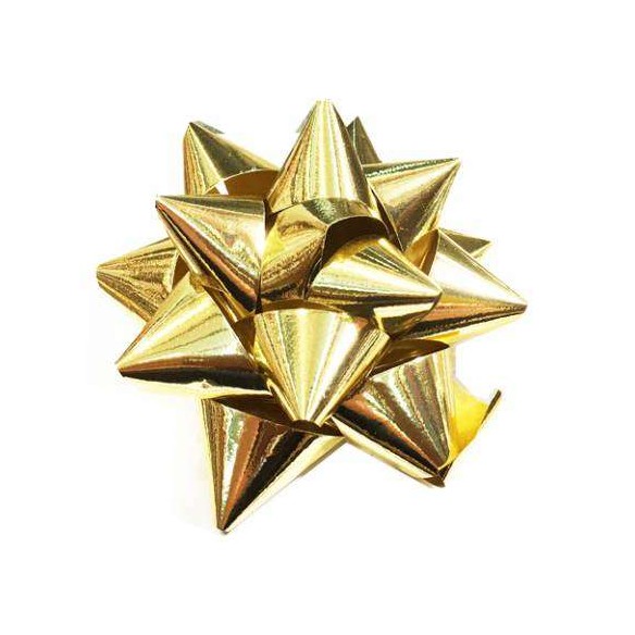 Coccarda fiocco  stella adesiva decorazione busta pacco regalo 19 mm Oro 100 pz art SS19ORO