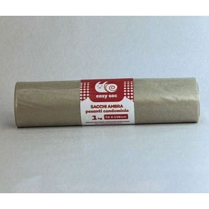 Sacchetto Busta Spazzatura Biodegradabile Ambra condominio 72 x 110 cartone da 10 rotoli Art AM721101