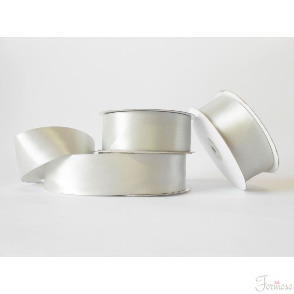 Nastro doppio raso 40 mm rotolo bobina da 50 mt Argento grigio fai da te - art D4024