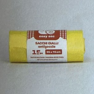 Sacchetto Busta Spazzatura Biodegradabile Giallo antigoccia 55 x 72 cartone da 10 rotoli Art GI557015