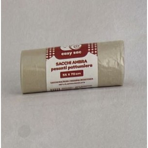 Sacchetto Busta Spazzatura Biodegradabile Ambra pattumiera 55 x 70 cartone da 10 rotoli Art AM55708