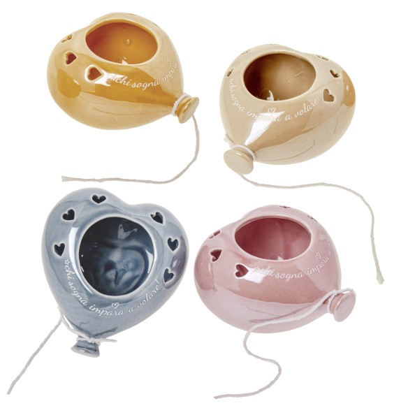 Bomboniera Palloncino Porcellana porta pianta 11 cm Confezione set 4 pz art 02A152