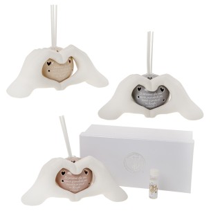 Bomboniera sfera Porcellana base a forma di mani diffusore profumatore e led con scatola 19 cm set 3 pz art 02A167