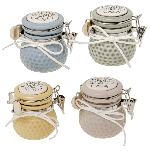 Bomboniera barattolo ermetico Porcellana 6,5 cm set 4 pezzi art 02A181