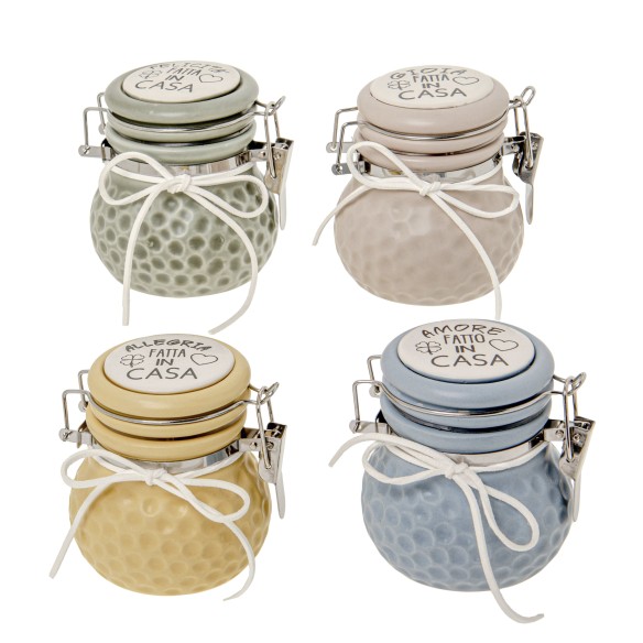 Bomboniera barattolo ermetico Porcellana 10,5 cm set 4 pezzi art 02A183