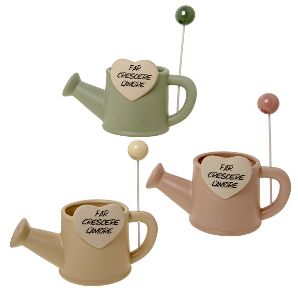 Bomboniera annaffiatoio porta pianta in porcellana vari colori 21 x h 12 cm set 3 pz art 02A243