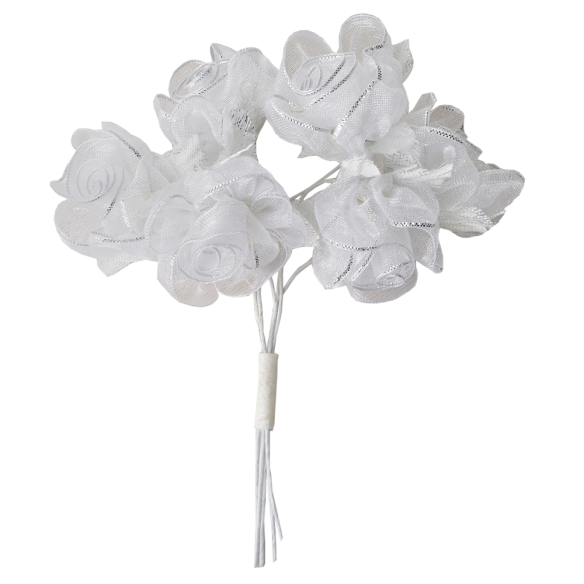 Fiore argento effetto brillantinato decorazione bomboniera d 2 cm set 12 pz art B0480SILV