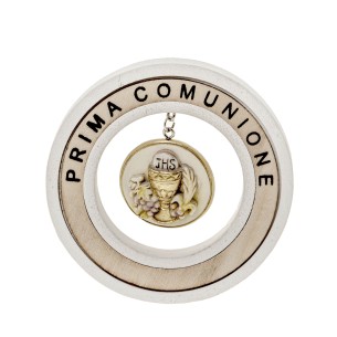 Bomboniera icona tonda simbolo Comunione in resina pendolo dm 9 cm art 04A384