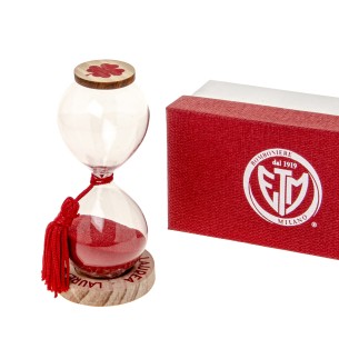 Bomboniera Clessidra Vetro con base legno Laurea Rosso h 11 cm con scatola art 07A121