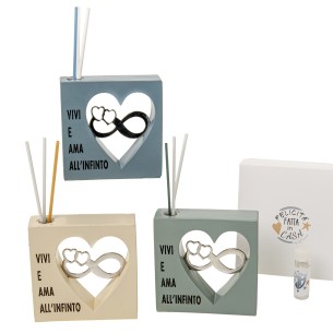 Bomboniera diffusore profumatore in resina con simbolo infinito 10 x h 10 cm con scatola set 3 pz art 08A126