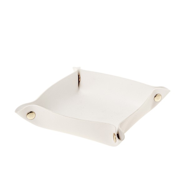 Bomboniera svuota tasca porta oggetti quadrato in ecopelle bianco 17 x 17 cm art 08A168