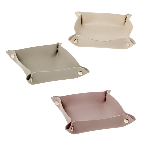 Bomboniera svuota tasca porta oggetti quadrato in ecopelle 17 x 17 cm set 3 pz art 08A169