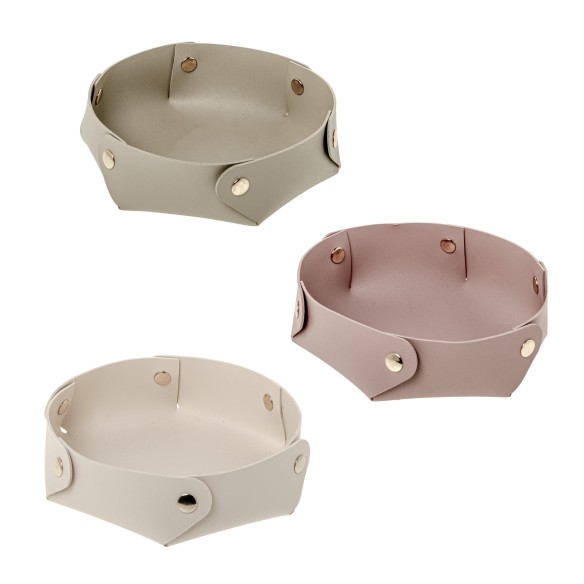 Bomboniera svuota tasca porta oggetti tondo in ecopelle dm 18 cm set 3 pz art 08A171