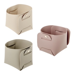 Bomboniera cesto porta oggetti tondo in ecopelle dm 18 cm set 3 pz art 08A173