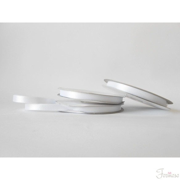 Nastro doppio raso 10 mm rotolo bobina da 50 mt Bianco fai da te - art D1001