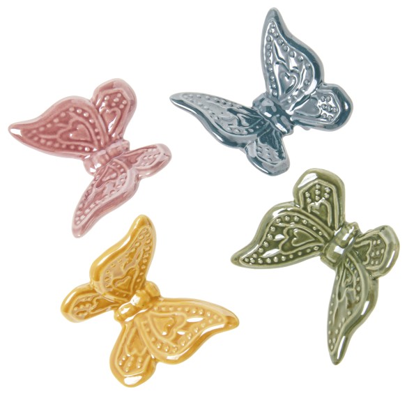 Bomboniera decorazione calamita magnete farfalla in porcellana colorata 6 cm set 4 pz art 02A216COLOR