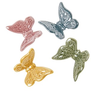 Bomboniera decorazione calamita magnete farfalla in porcellana colorata 6,5 cm set 4 pz art 02A217COLOR