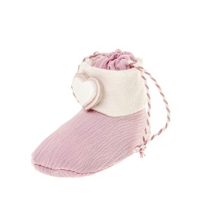Bomboniera Sacchetto tessuto scarpina baby rosa 9 cm confezione 12 pz art C2601