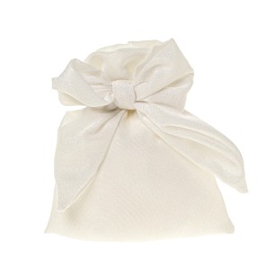 Bomboniera sacchetto in tessuto bianco inserto fiocco 10 x h 12 cm confezione 12 pz art C2698
