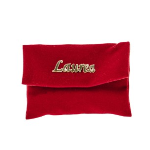 Bomboniera sacchetto busta in tessuto rosso con scritta laurea 10 x 8 cm confezione 12 pz art C2740