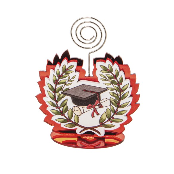 Bomboniera simbolo Cappello tocco laurea in legno con clip porta foto h 9 cm confezione 12 pz art SC688