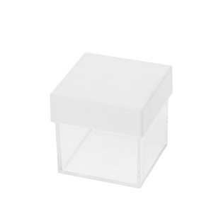 Bomboniera scatola cubo plexiglass trasparente con coperchio bianco 5,5 x h 5 cm confezione 12 pz art SC693