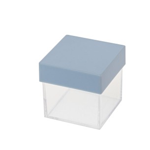 Bomboniera scatola cubo plexiglass trasparente con coperchio celeste 5,5 x h 5 cm confezione 12 pz art SC694