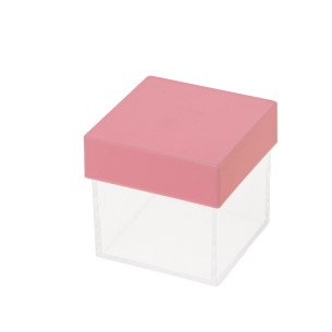 Bomboniera scatola cubo plexiglass trasparente con coperchio rosa 5,5 x h 5 cm confezione 12 pz art SC695