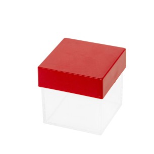Bomboniera scatola cubo plexiglass trasparente con coperchio Rosso 5,5 x h 5 cm confezione 12 pz art SC696