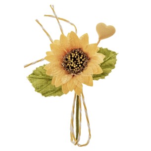 Decorazione bomboniera fiore modello girasole giallo arancio 9 cm confezione 12 pz art B0748