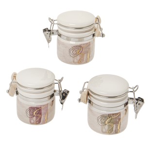 Bomboniera barattolo ermetico Porcellana inserto effetto dipinto h 6 cm set 3 pz art 02A178