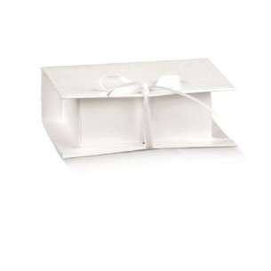 Scatola bomboniera tipo book libro fibra bianco 14,5 x 14,5 x h 4 cm confezione 10 pz art 18957