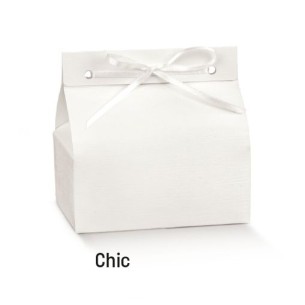 Scatola bomboniera tipo chic colore fibra bianco 14 x 9 x h 6 confezione 10 pz art 18976