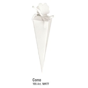 Scatola bomboniera tipo cono colore fibra bianco h 15,5 confezione 10 pz art 18977