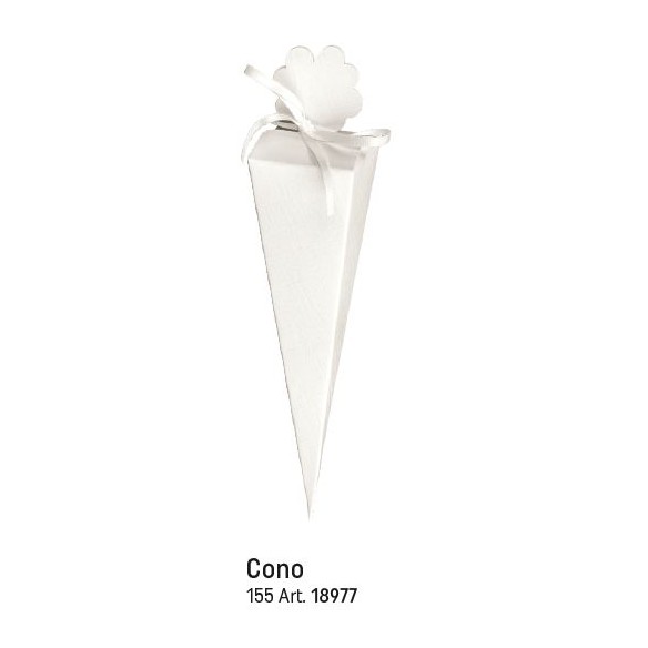 Scatola bomboniera tipo cono colore fibra bianco h 15,5 confezione 10 pz art 18977