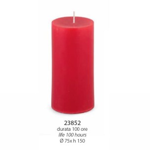 Candela in cera Rossa modello cero Dm 7,5 x h 15 cm durata 100 ore Art 23852