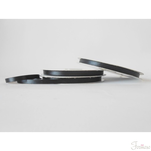 Nastro doppio raso 6 mm rotolo bobina da 50 mt Nero fai da te - art D0630